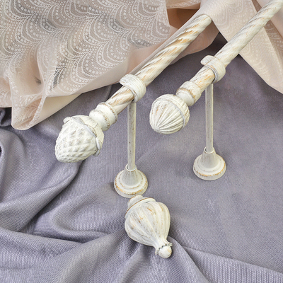 Easy Installing Metal Curtain Rod White Gold Finial For Gift Shop