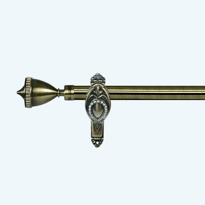 Anti Brass Color Iron Curtain Poles With Crystal Adjustable Double Curtain Rods