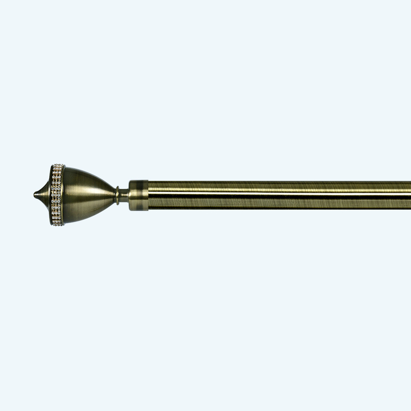 Anti Brass Color Iron Curtain Poles With Crystal Adjustable Double Curtain Rods